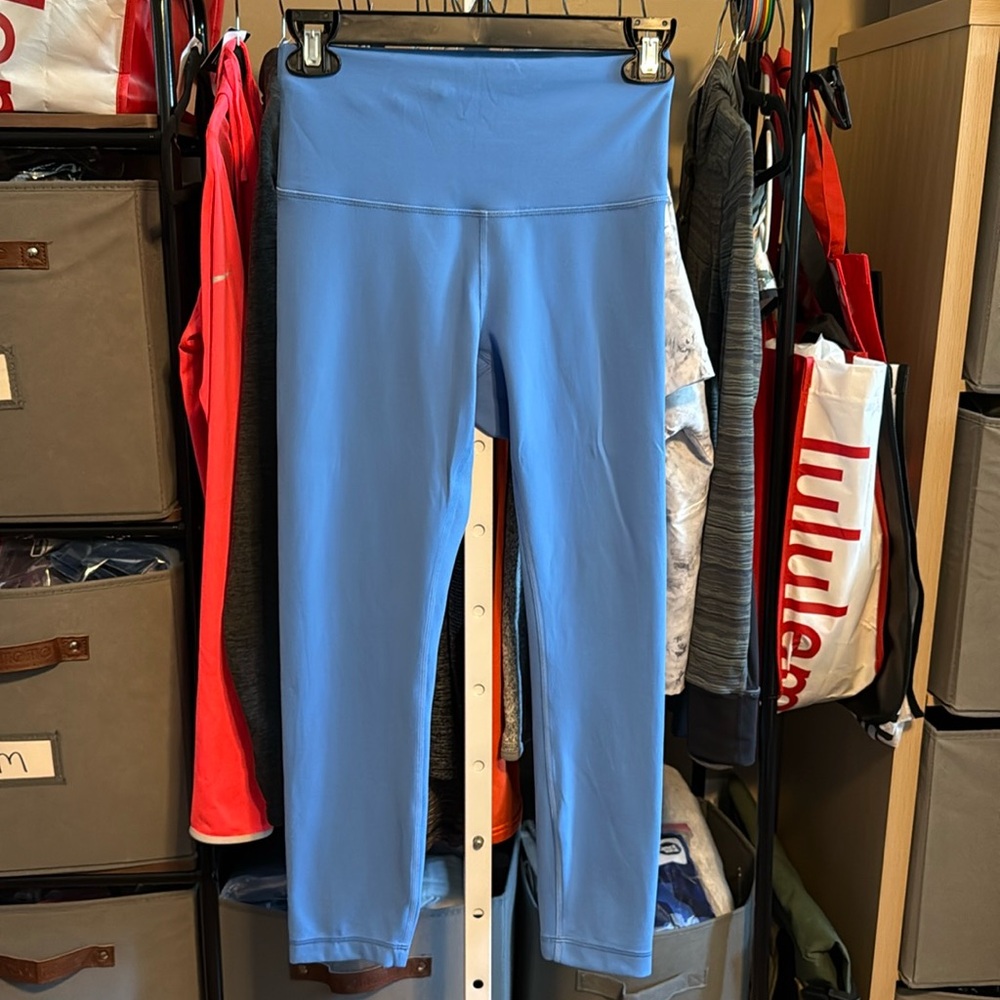 Lululemon Wunder Train High-Rise Crop 23" Leggings Sz 6 Blue Nile Everlux READ